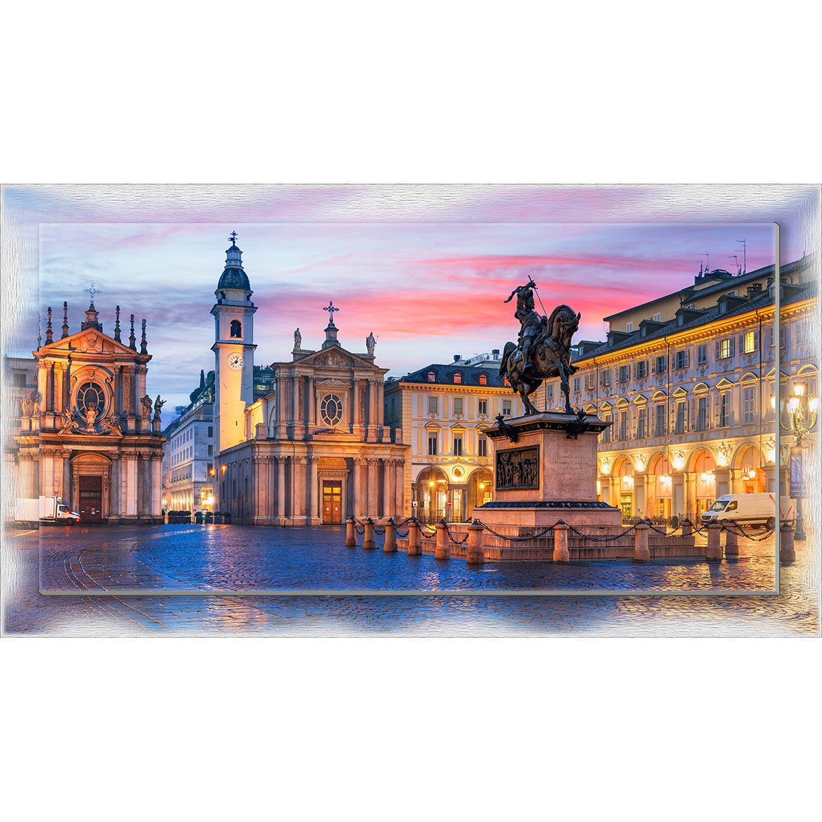 Quadro Torino Piazza San Carlo su tela con cornice decorata