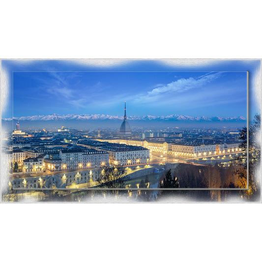 Quadro Torino di Sera su tela con cornice decorata