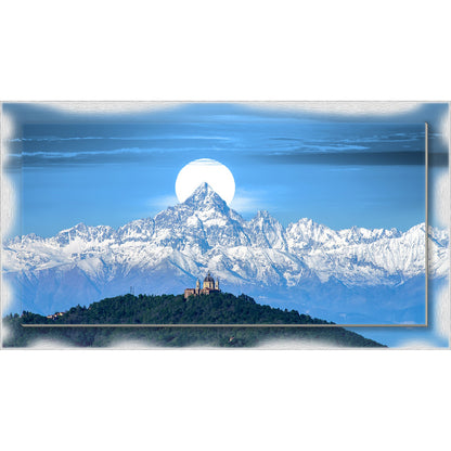 Quadro Torino Superga e Monviso su tela con cornice decorata