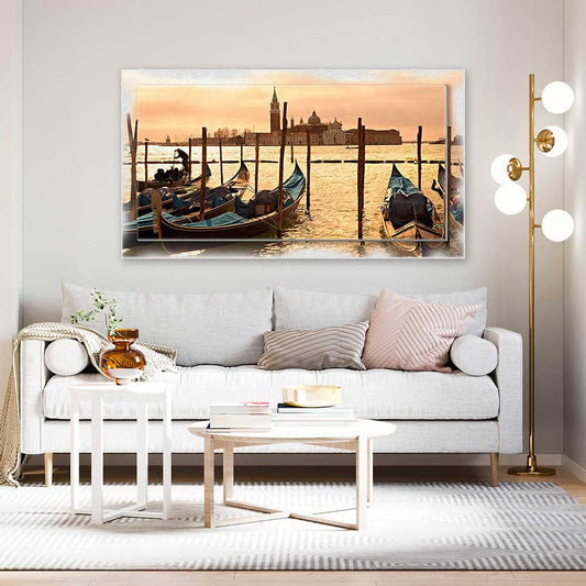 Quadro Venezia Isola San Giorgio su tela con cornice decorata