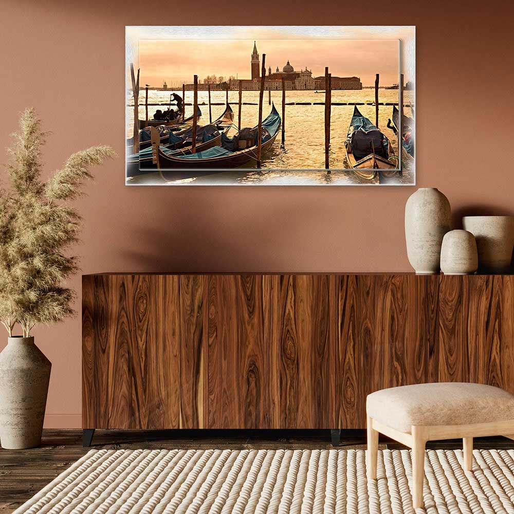 Quadro Venezia Isola San Giorgio su tela con cornice decorata