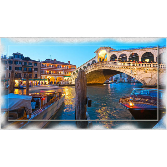 Quadro Venezia Ponte Rialto su tela con cornice decorata