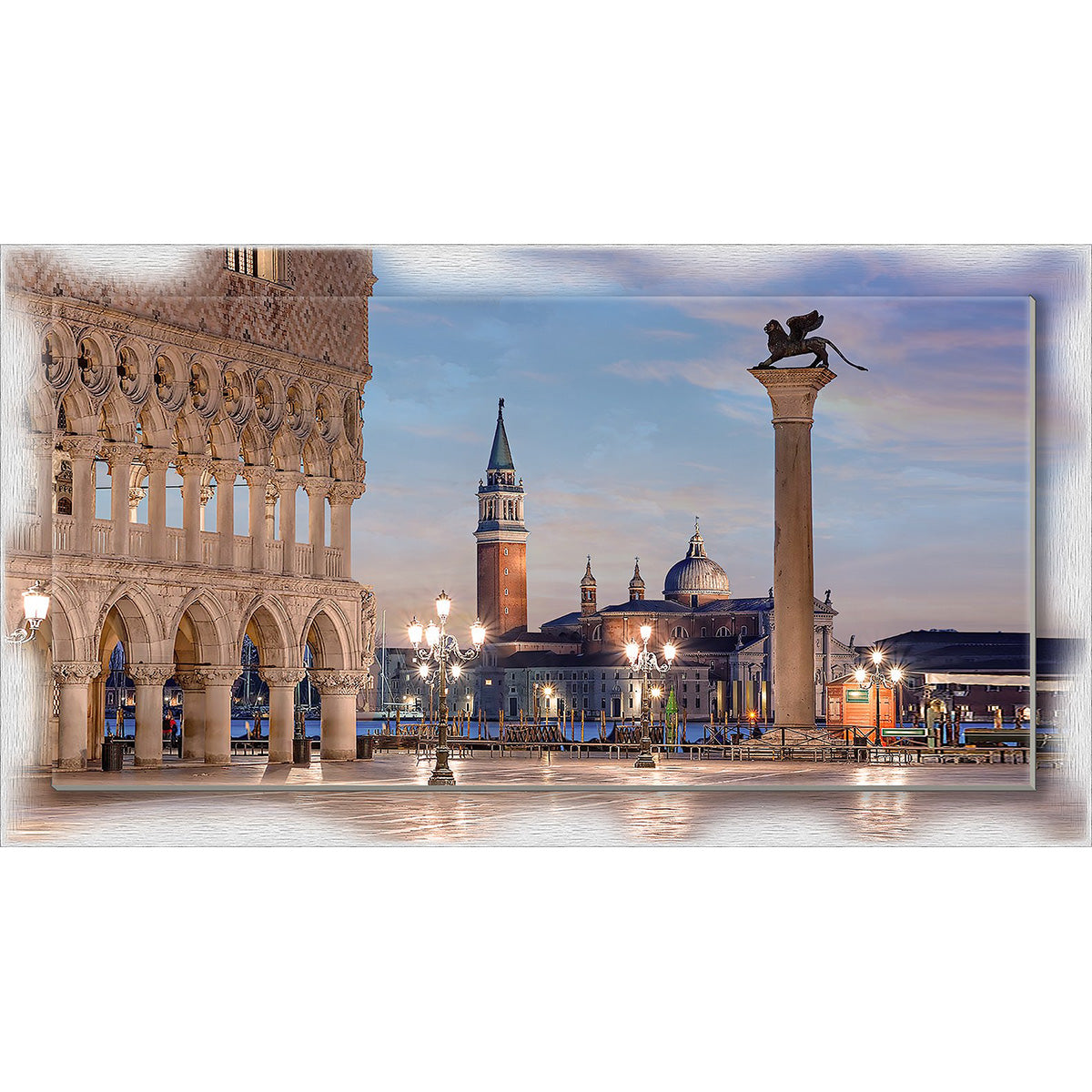 Quadro Venezia Piazza San Marco su tela con cornice decorata