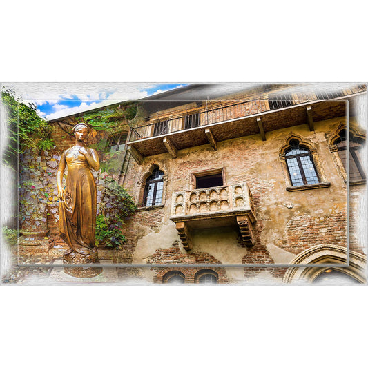 Quadro Verona Balcone Giulietta su tela con cornice decorata