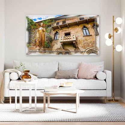 Quadro Verona Balcone Giulietta su tela con cornice decorata