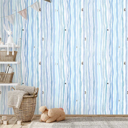 Carta da parati Curious Blue per cameretta in TNT premium