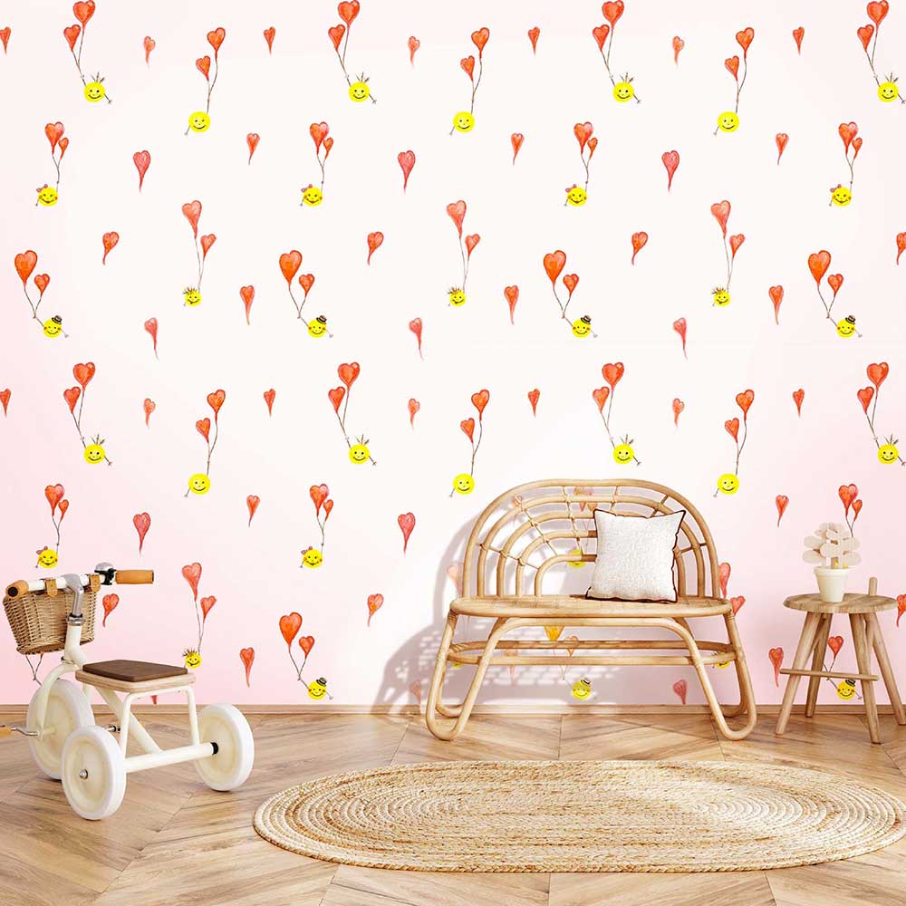 Carta da parati Smile Pink per cameretta in TNT premium