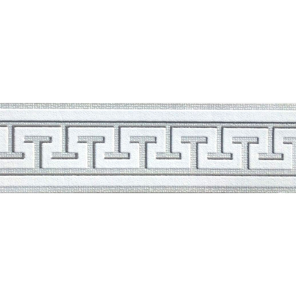 Bordo adesivo Greca Bianco Argento
