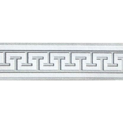 Bordo adesivo Greca Bianco Argento