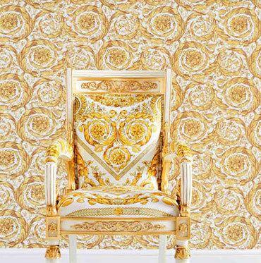 Carta da parati Versace Barocco Gold & White