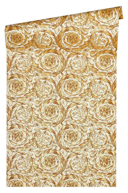 Carta da parati Versace Barocco Gold & White