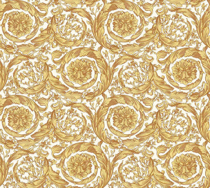 Carta da parati Versace Barocco Gold & White
