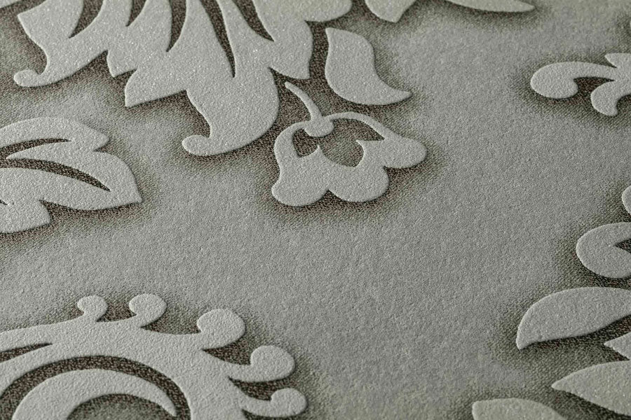 Carta da parati Damascata Grigia Glitter