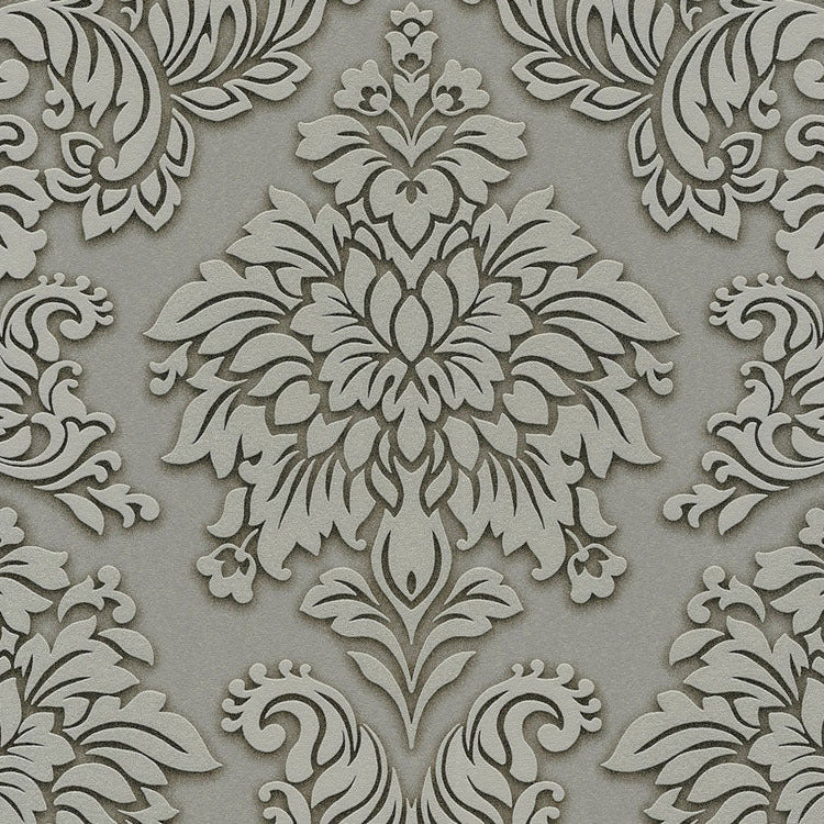 Carta da parati Damascata Grigia Glitter
