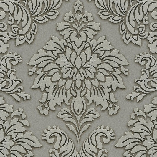 Carta da parati Damascata Grigia Glitter