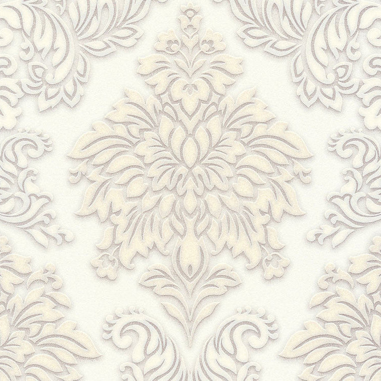 Carta da parati Damascata Bianca Glitter