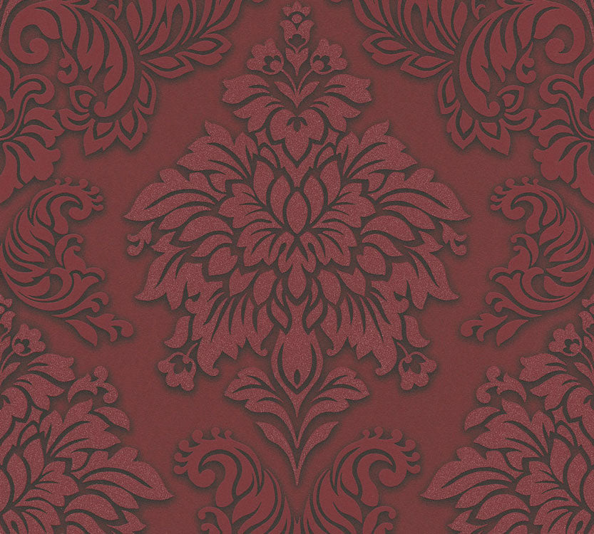 Carta da parati Damascata Bordeaux Glitter
