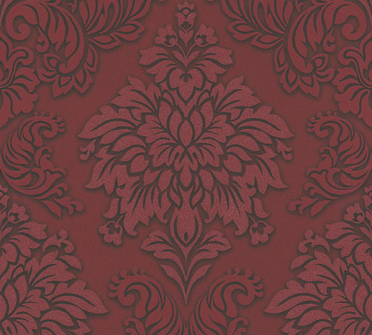 Carta da parati Damascata Bordeaux Glitter