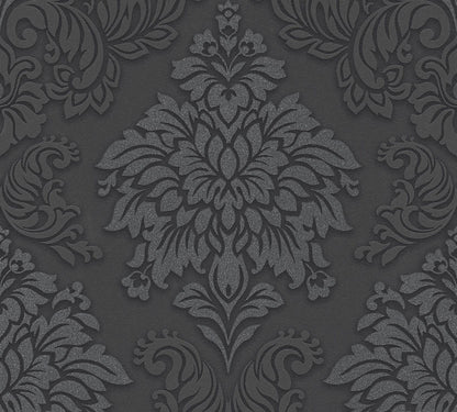 Carta da parati Damascata Antracite Glitter