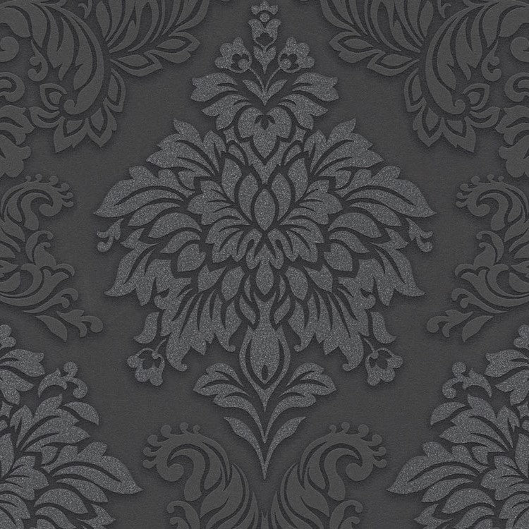Carta da parati Damascata Antracite Glitter