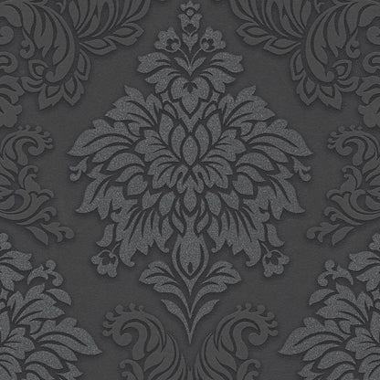 Carta da parati Damascata Antracite Glitter