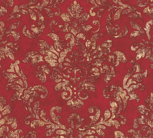 Carta da parati Damascata Vintage Rosso