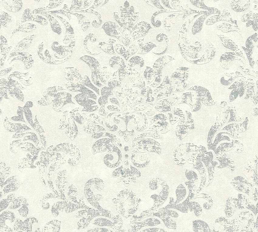 Carta da parati Damascata Vintage Bianco