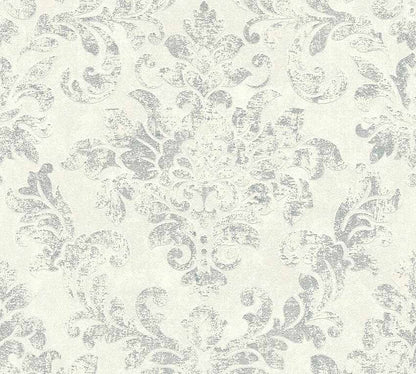Carta da parati Damascata Vintage Bianco