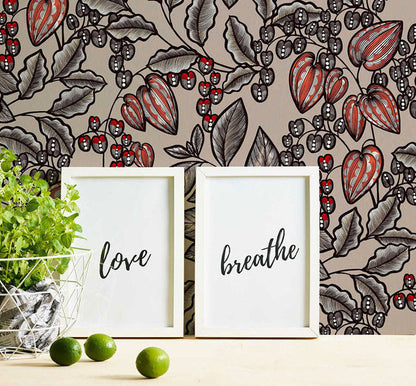 Carta da parati Fiori Modern Beige