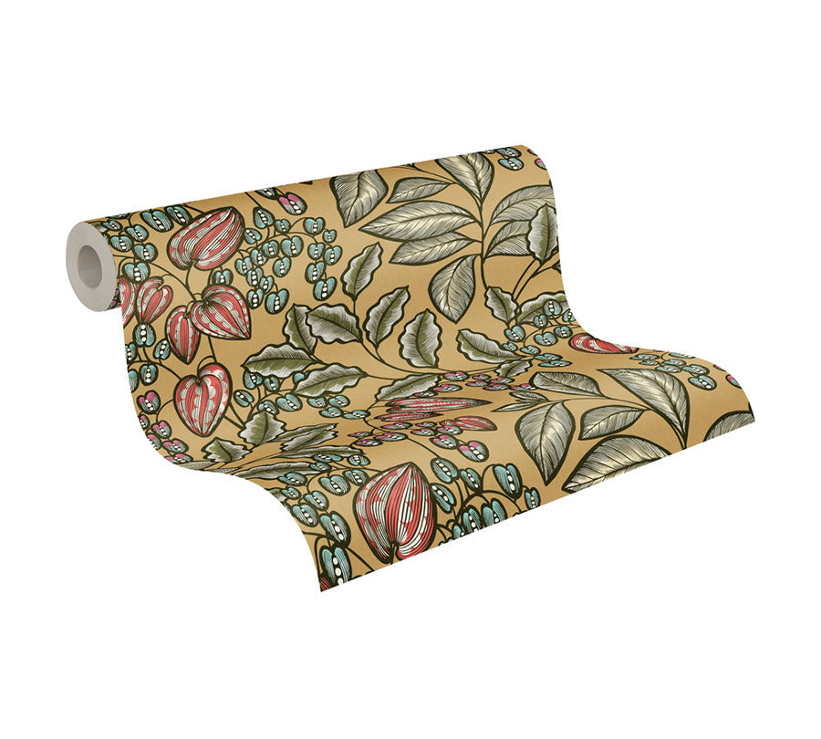 Carta da parati Fiori Modern Giallo