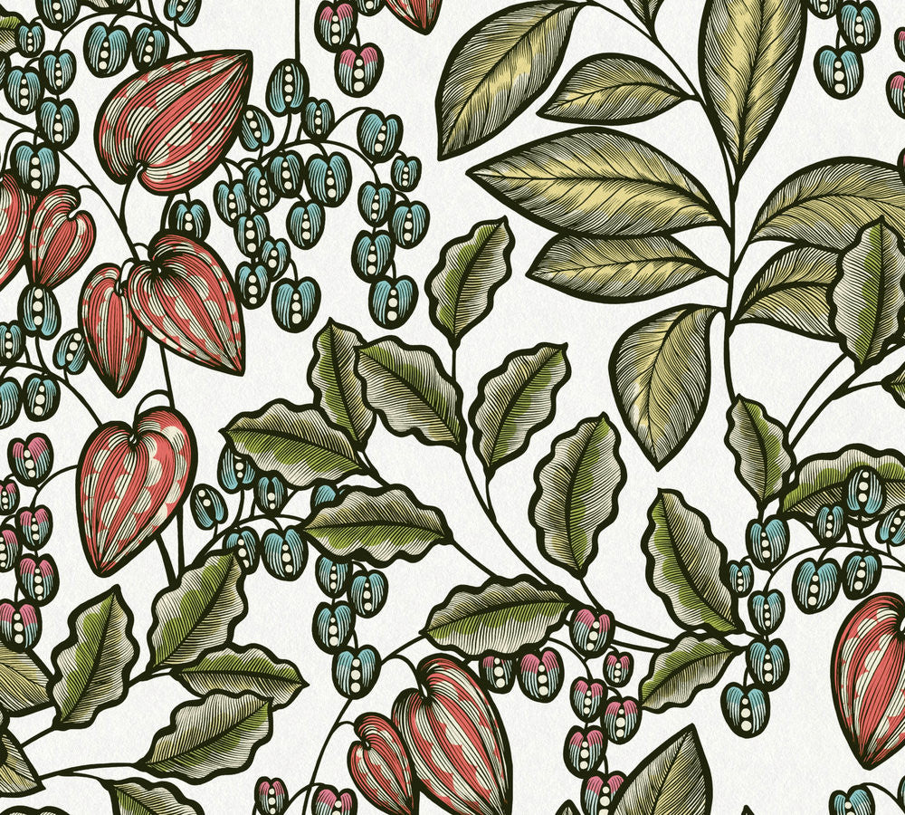 Carta da parati Fiori Modern Bianco