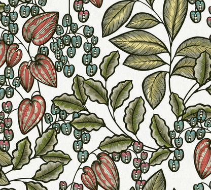 Carta da parati Fiori Modern Bianco
