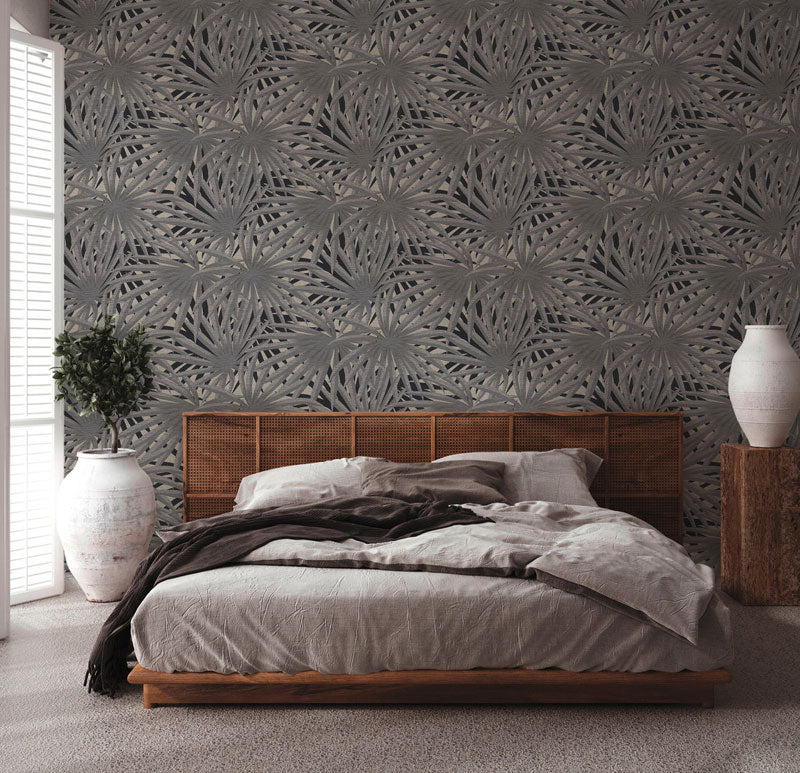 Carta da parati Jungle Palm Grey