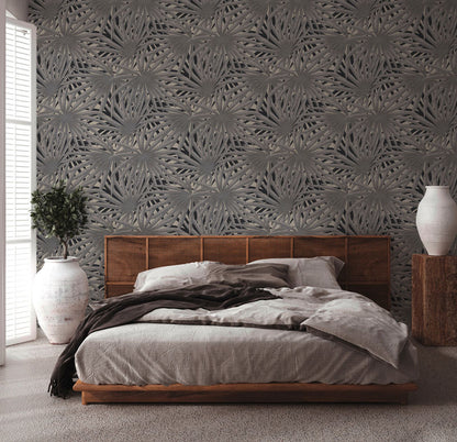 Carta da parati Jungle Palm Grey