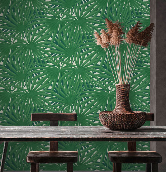 Carta da parati Jungle Palm Green
