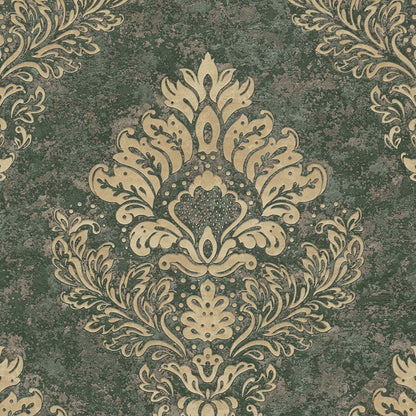 Carta da parati Damascata Barocco Verde