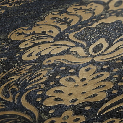 Carta da parati Damascata Barocco Blu