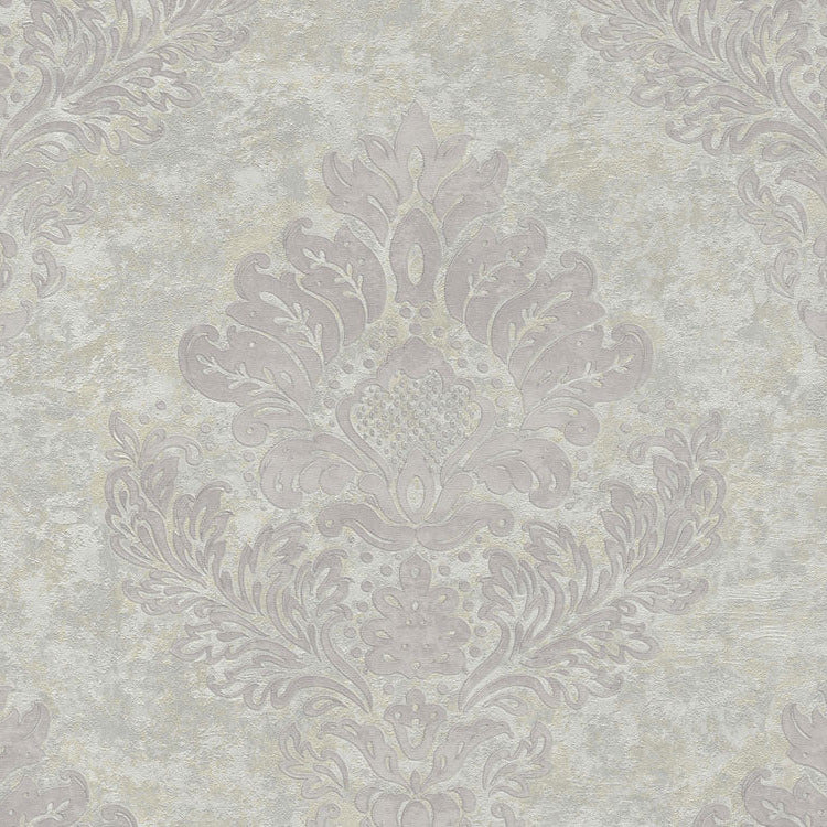 Carta da parati Damascata Barocco Grigio