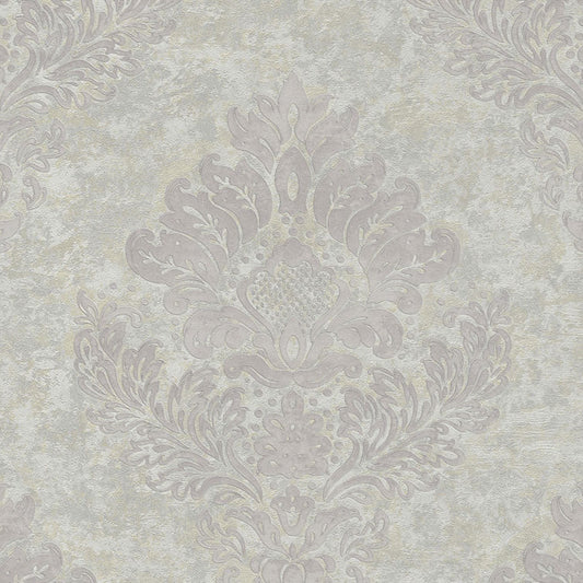 Carta da parati Damascata Barocco Grigio