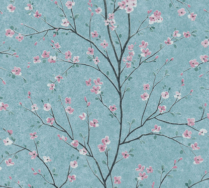 Carta da parati Fiori di Ciliegio Azzurro
