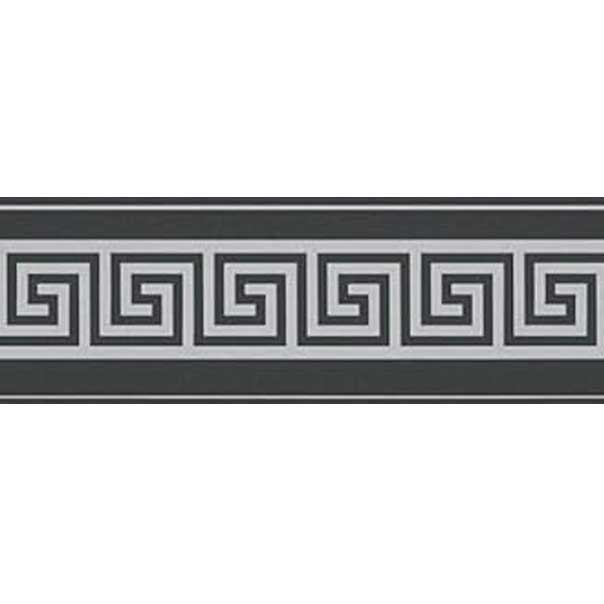 Bordo adesivo Greca Nero Argento metallica