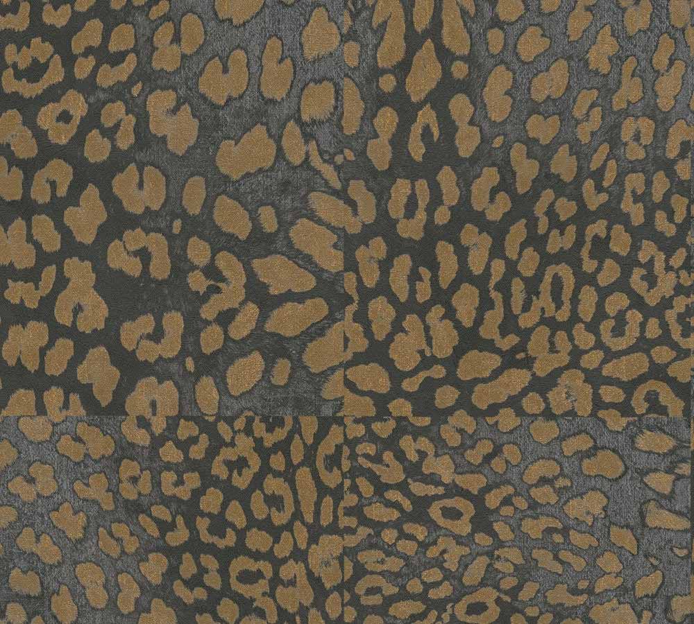 Carta da parati Pelle di Leopardo Nero Oro