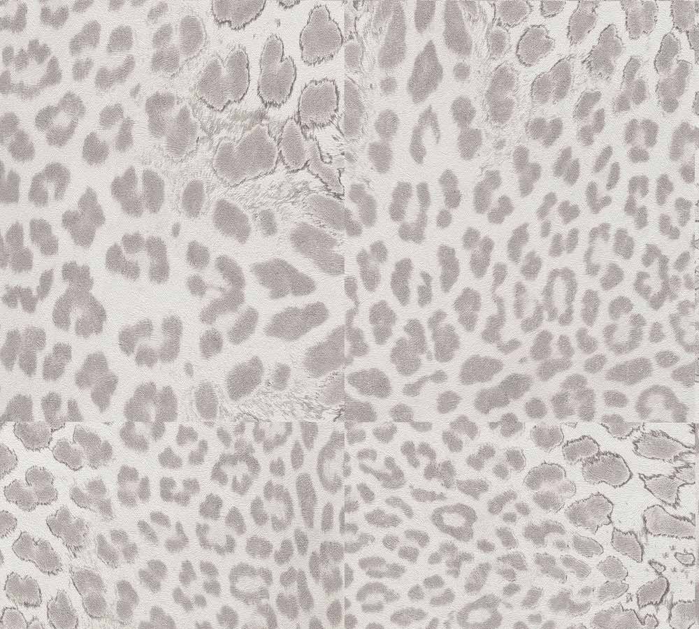 Carta da parati Pelle di Leopardo Grigio Argento