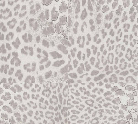 Carta da parati Pelle di Leopardo Grigio Argento