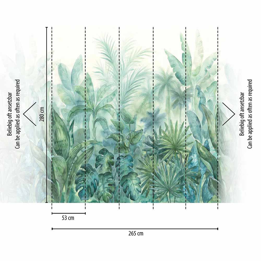 Carta da parati Watercolor Jungle | pannello digitale in TNT
