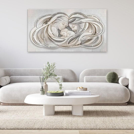 Quadro religioso Sacra Famiglia Modern su tela con glitter