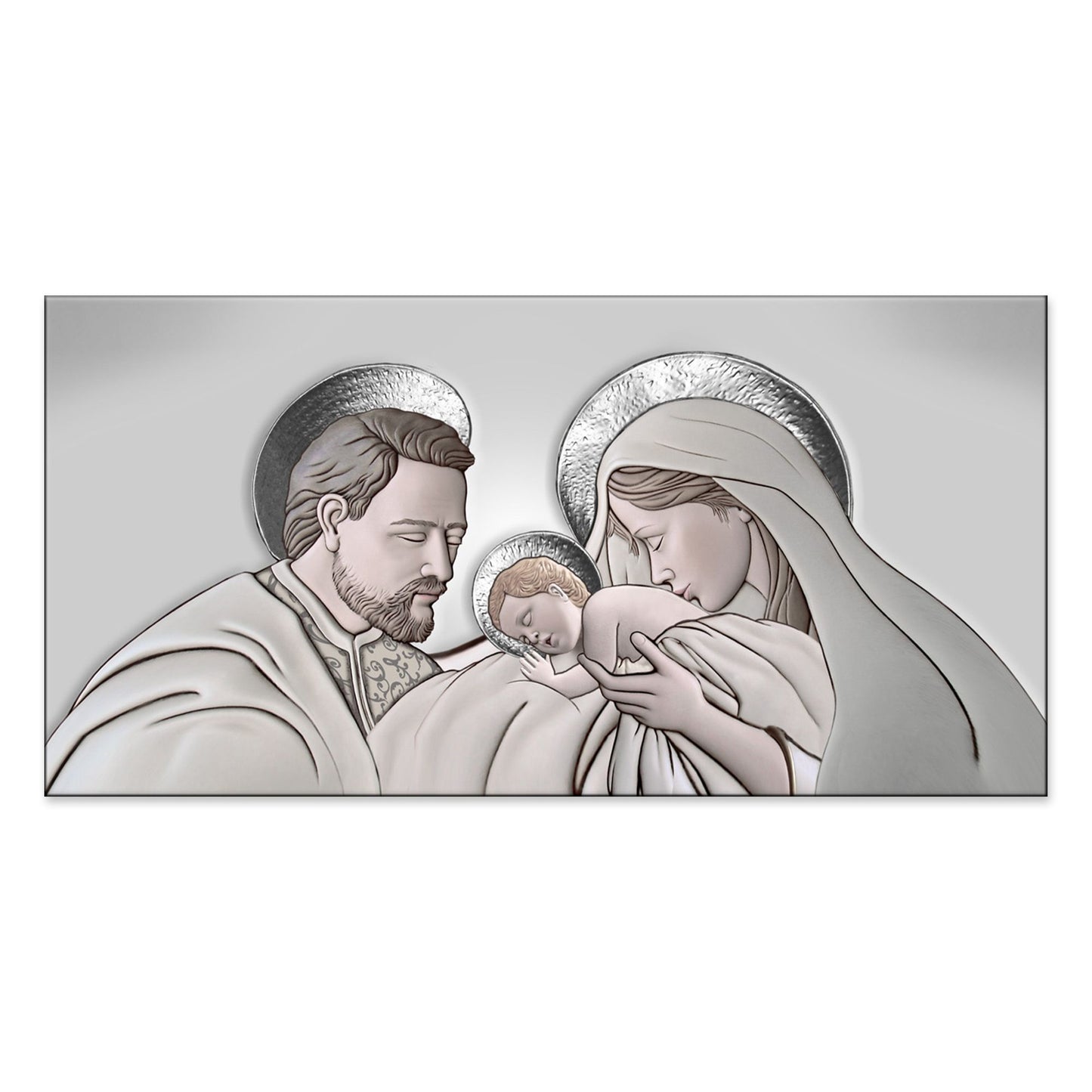 Quadro religioso Sacra Famiglia Kiss Ceramic Argento su tela