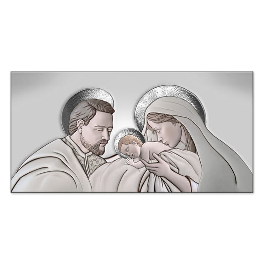 Quadro religioso Sacra Famiglia Kiss Ceramic Argento su tela