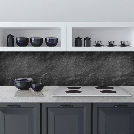 Paraschizzi adesivo cucina Pietra Nera ignifugo