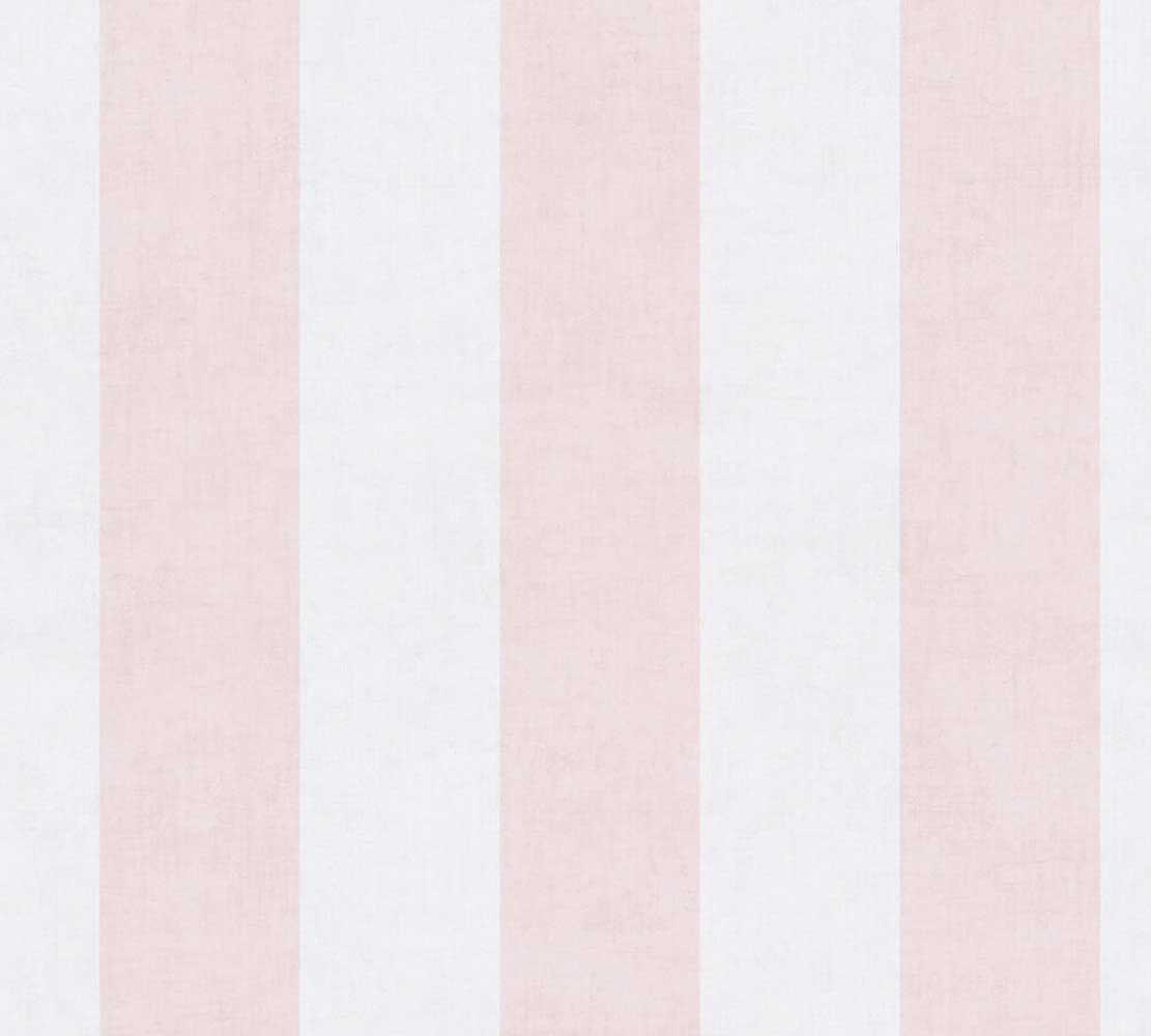 Carta da parati a righe medie Rosa e Bianco Panna